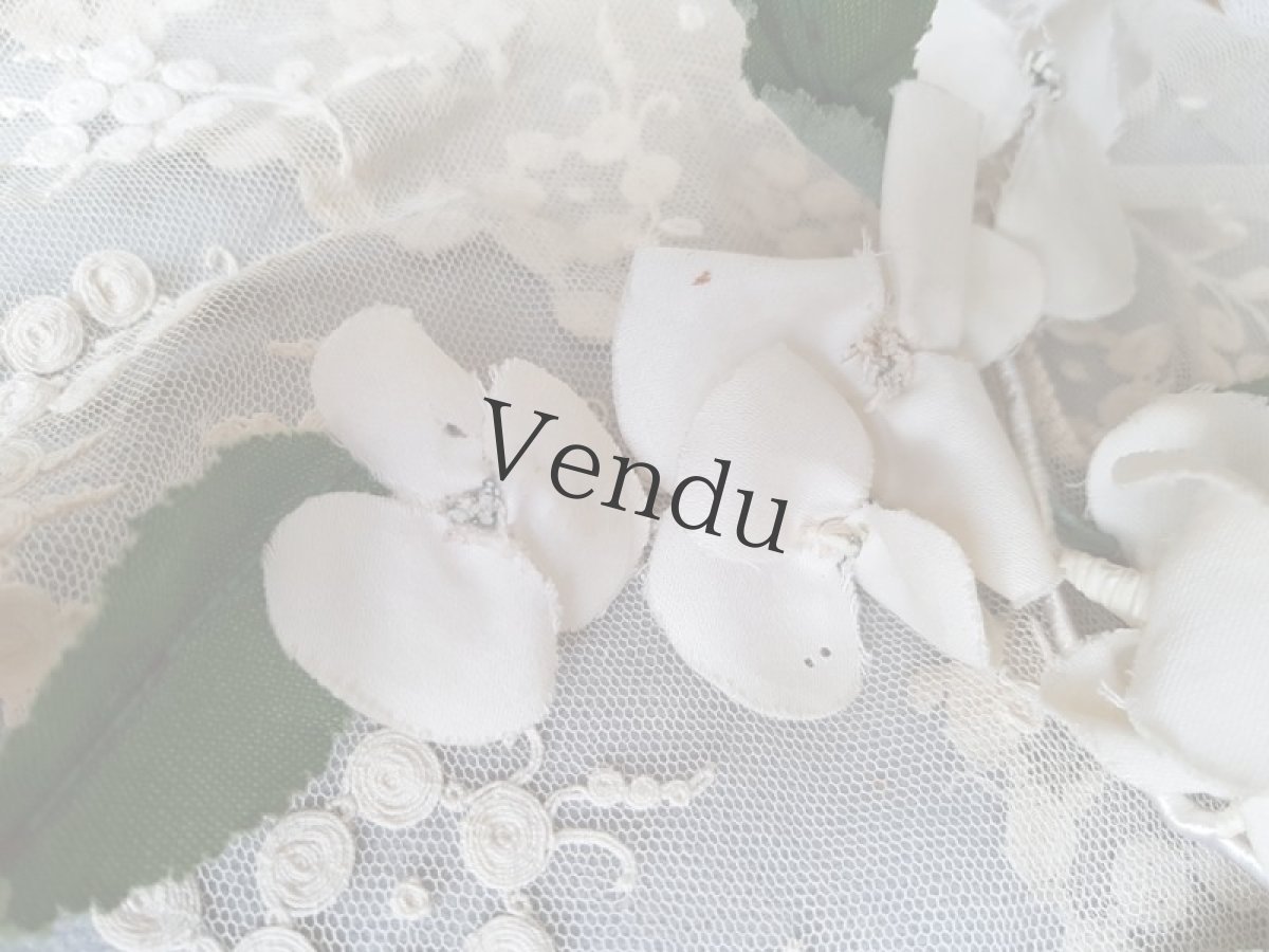 画像8: フランスアンティーク　布花白い紫陽花 (8)