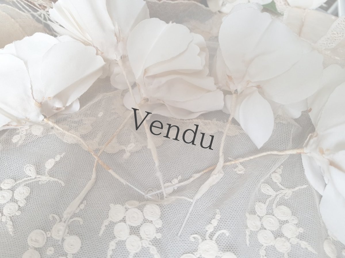 画像9: フランスアンティーク　布花ブーケ　黄色いガクの大きめの花 (9)