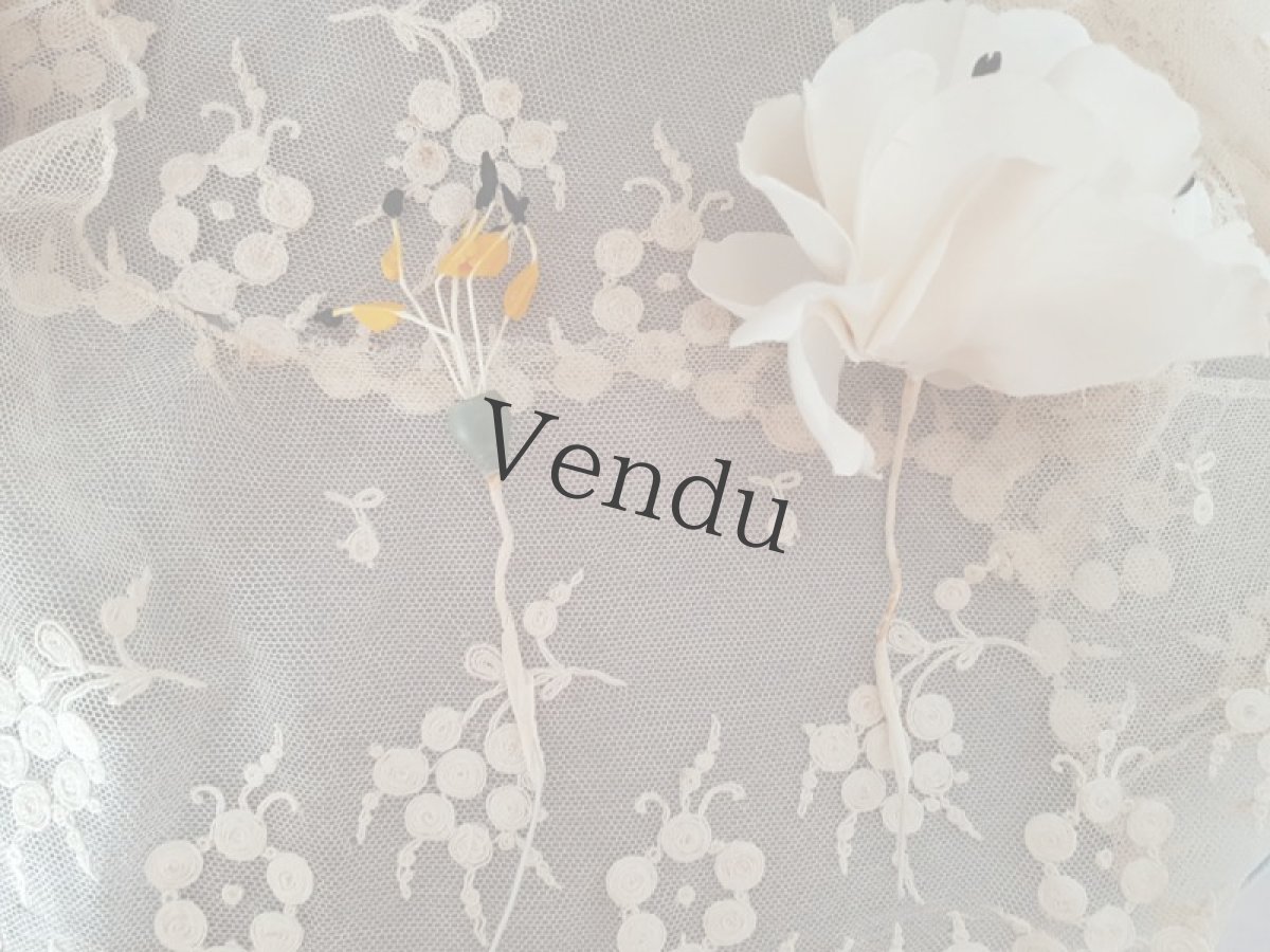 画像10: フランスアンティーク　布花ブーケ　黄色いガクの大きめの花 (10)