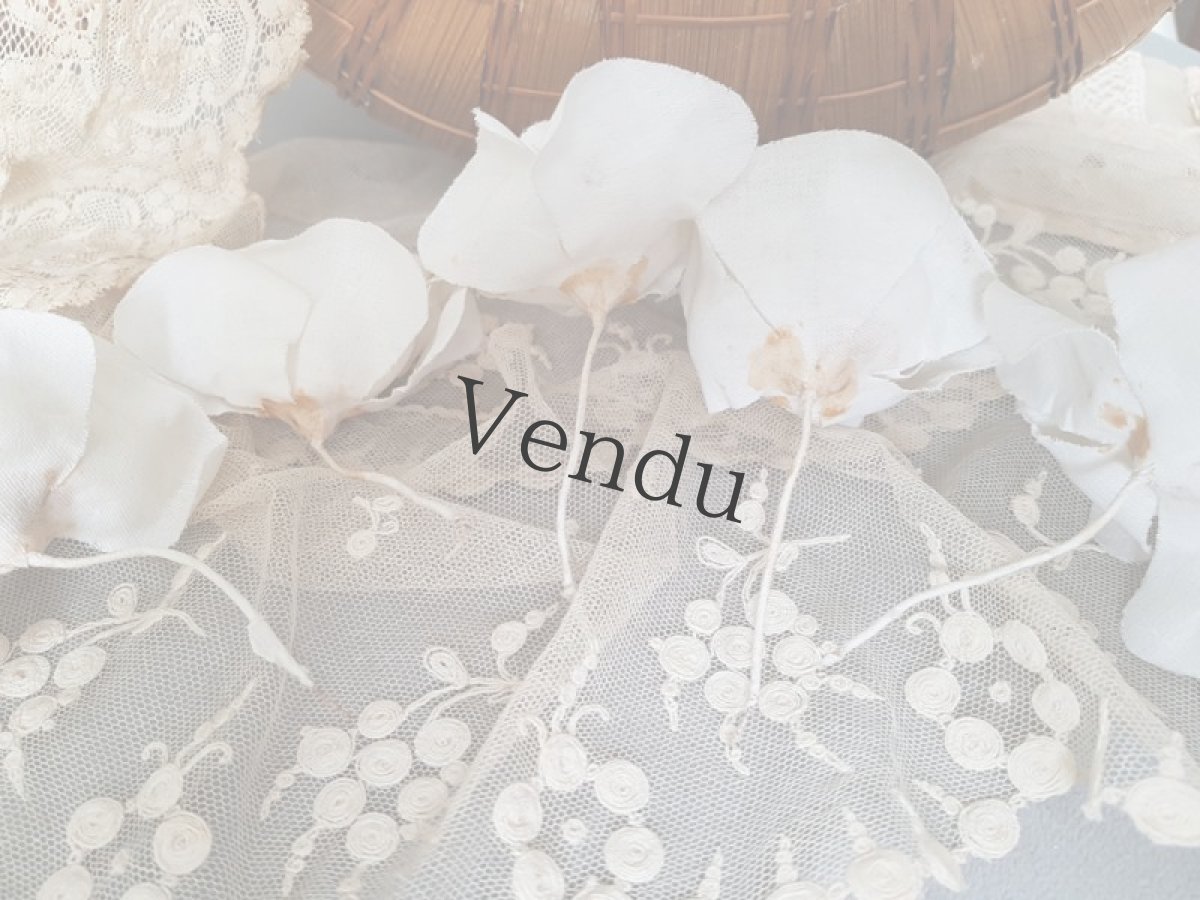 画像7: フランスアンティーク　布花ブーケ　白 (7)