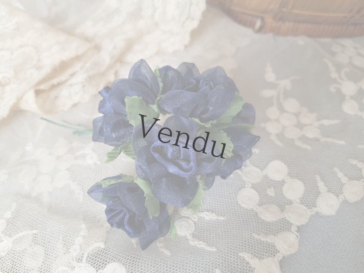 画像3: 【HOLD】フランスヴィンテージ　布花ローズのプチブーケ　ブルードゥパリ (3)