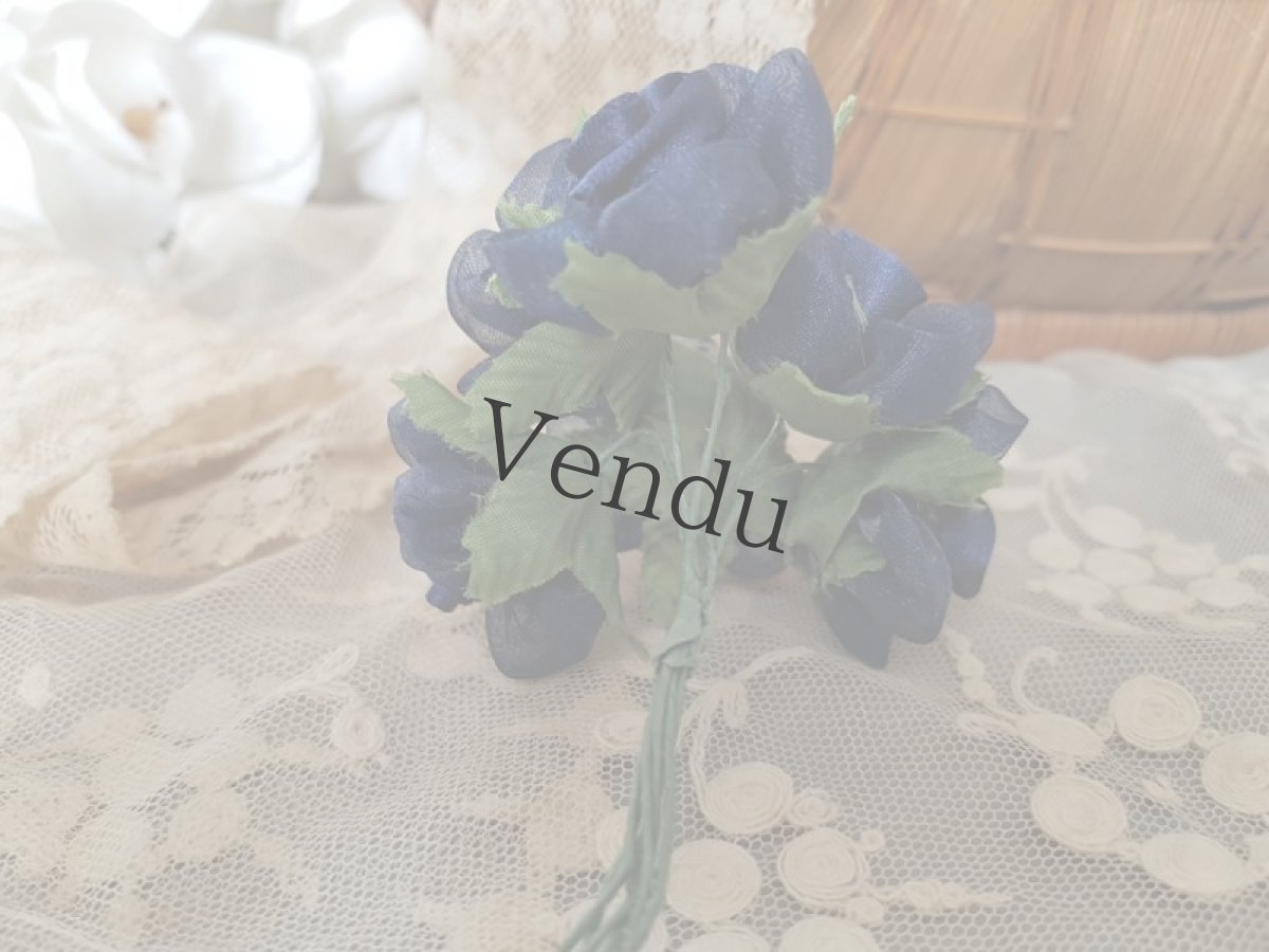 画像4: 【HOLD】フランスヴィンテージ　布花ローズのプチブーケ　ブルードゥパリ (4)