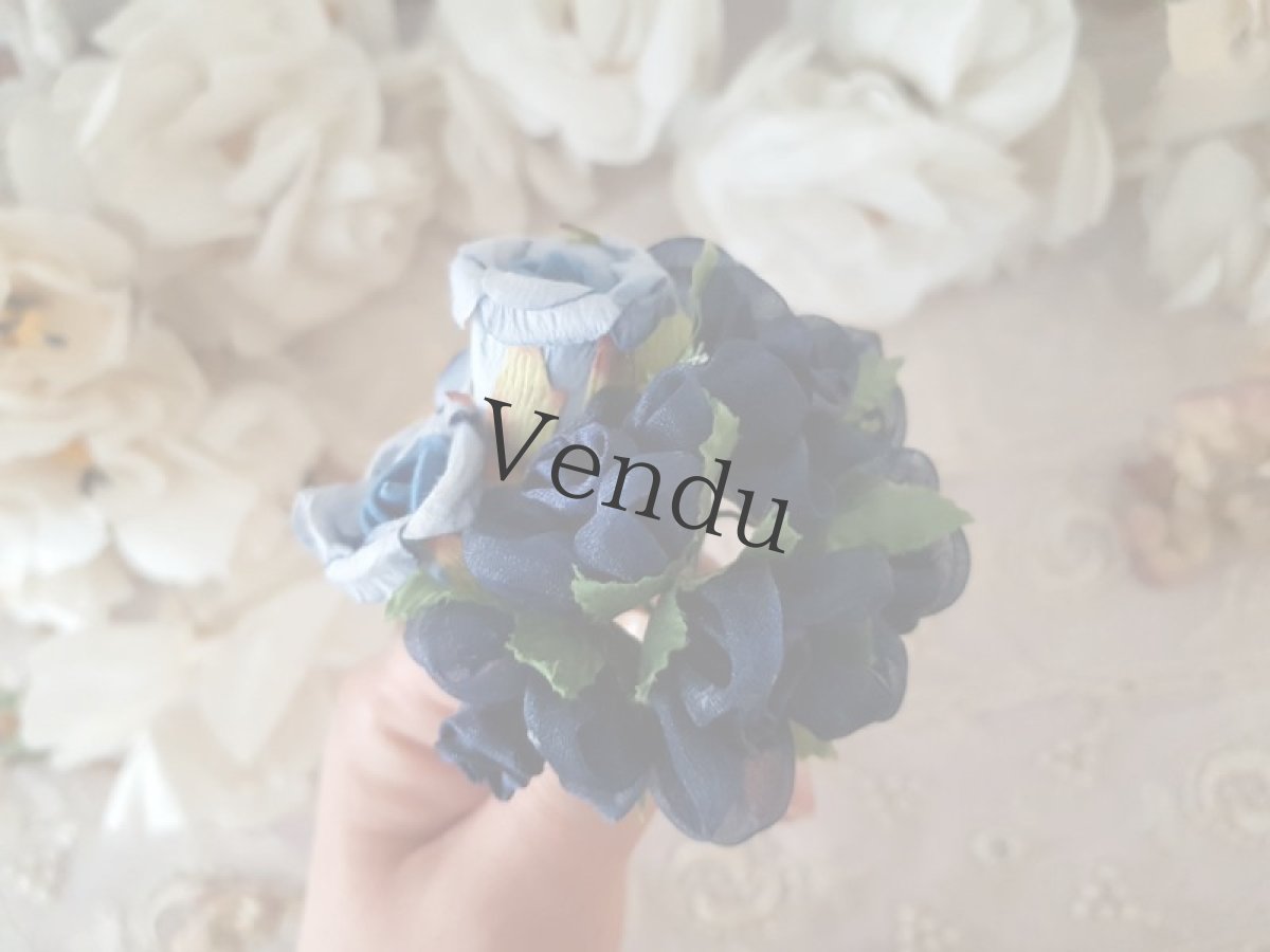 画像5: 【HOLD】フランスヴィンテージ　布花ローズのプチブーケ　ブルードゥパリ (5)