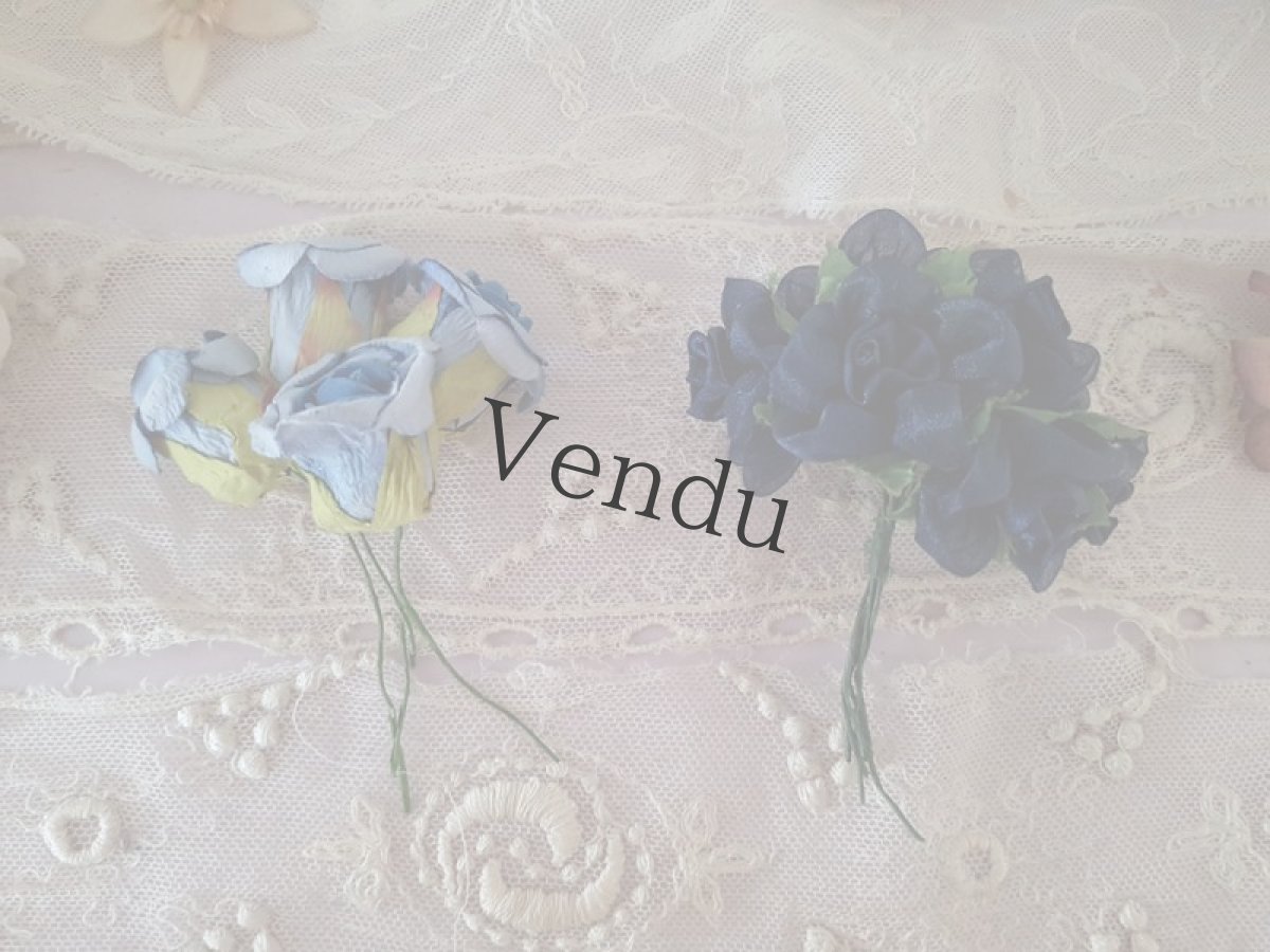 画像6: 【HOLD】フランスヴィンテージ　布花ローズのプチブーケ　ブルードゥパリ (6)