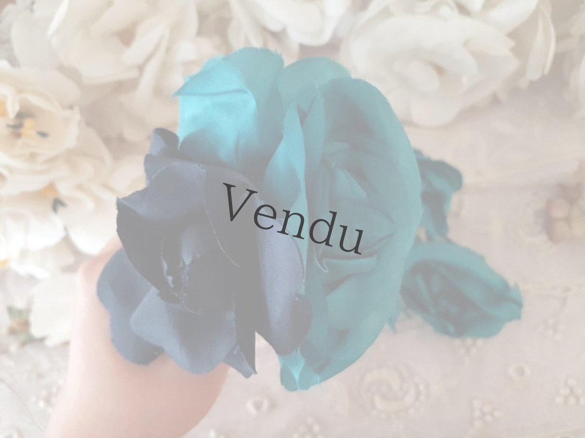 画像8: フランスアンティーク　布花ローズブーケ　カナール＆ブルーマリン (8)