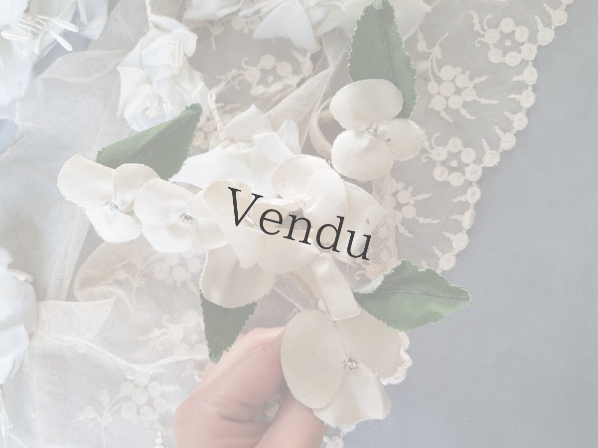 画像6: フランスアンティーク　布花白い紫陽花 (6)