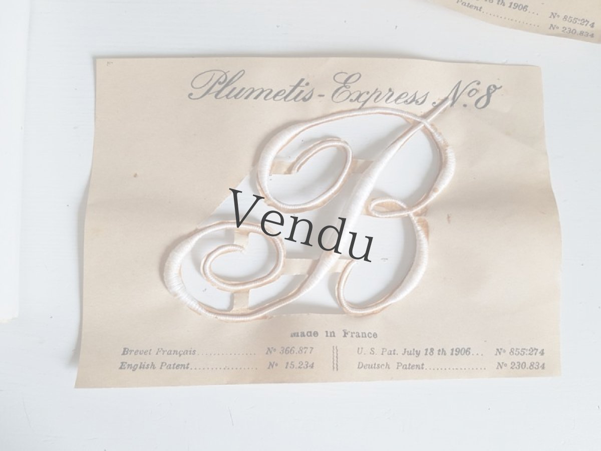 画像5: フランスアンティーク　Plumetis-Express No.8 刺繍用モノグラム "B" (5)