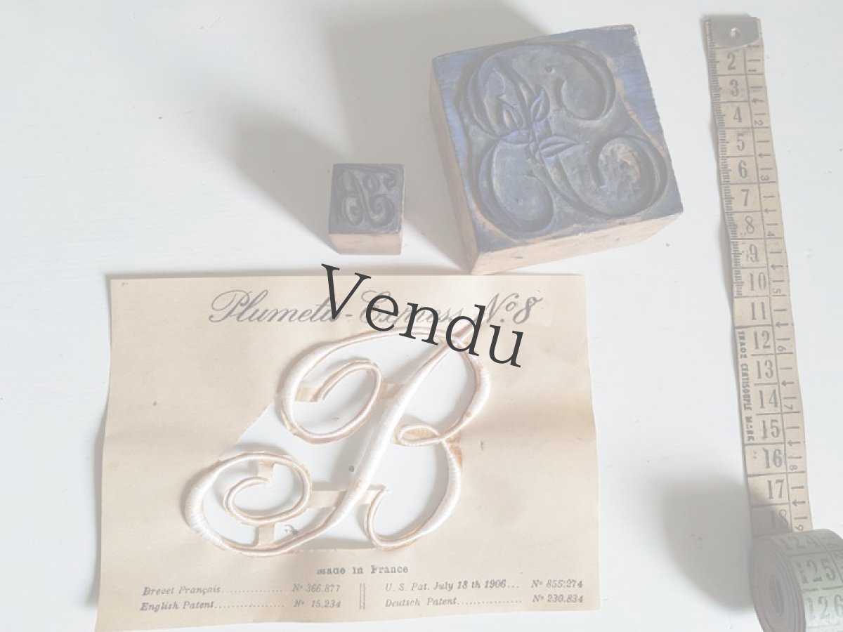 画像4: フランスアンティーク　刺繍用イニシャルスタンプ B petit (4)