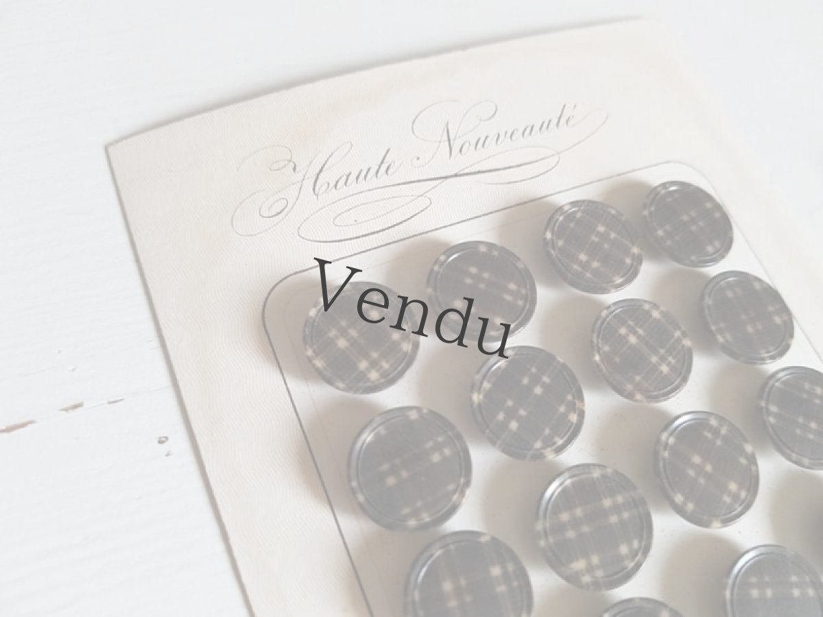 画像3: フランスアンティーク　コロゾのチェック柄ボタンシート13mm (3)