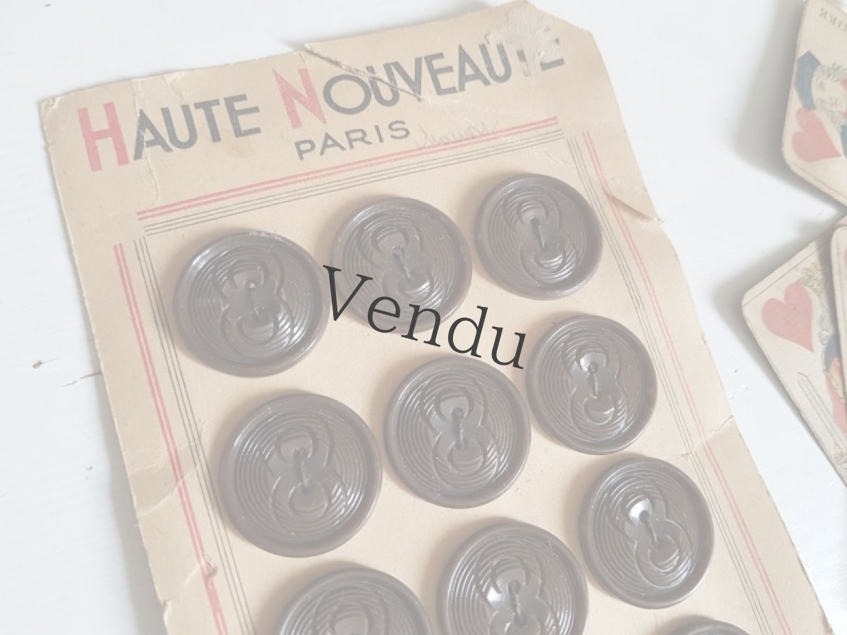 画像3: フランスヴィンテージ　チョコレートみたいなボタンシート27mm (3)