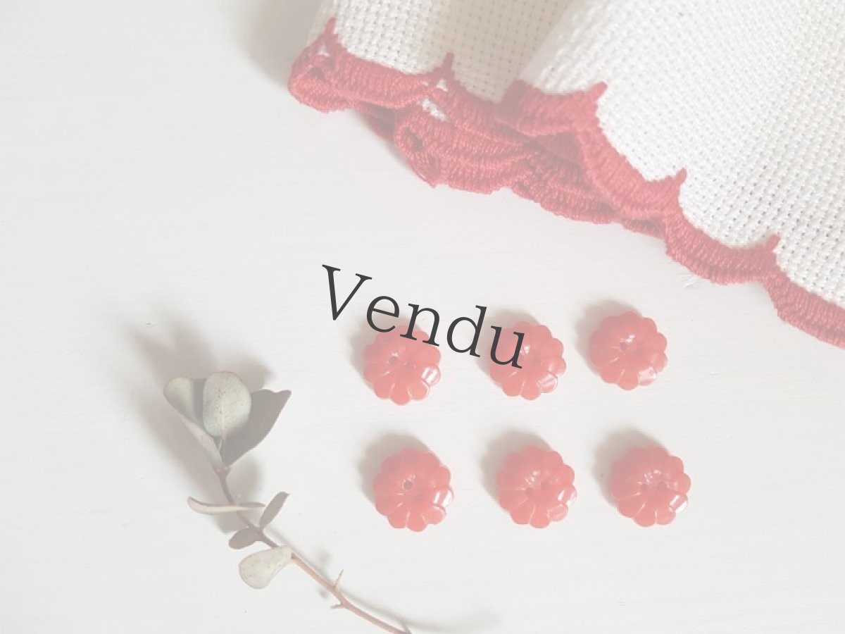 画像3: フランスヴィンテージ　ちいさな赤いお花のボタン 14mm 2個セット (3)