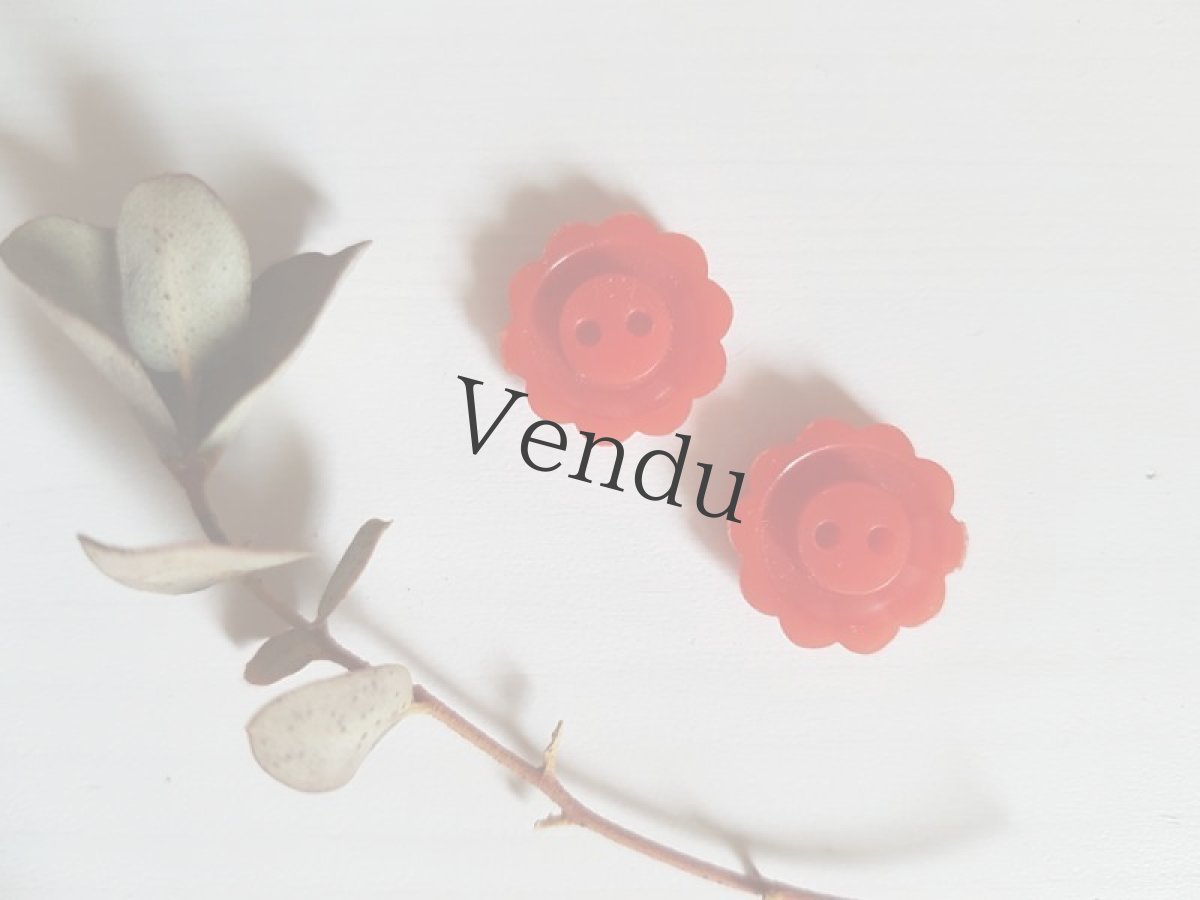 画像2: フランスヴィンテージ　ちいさな赤いお花のボタン 14mm 2個セット (2)