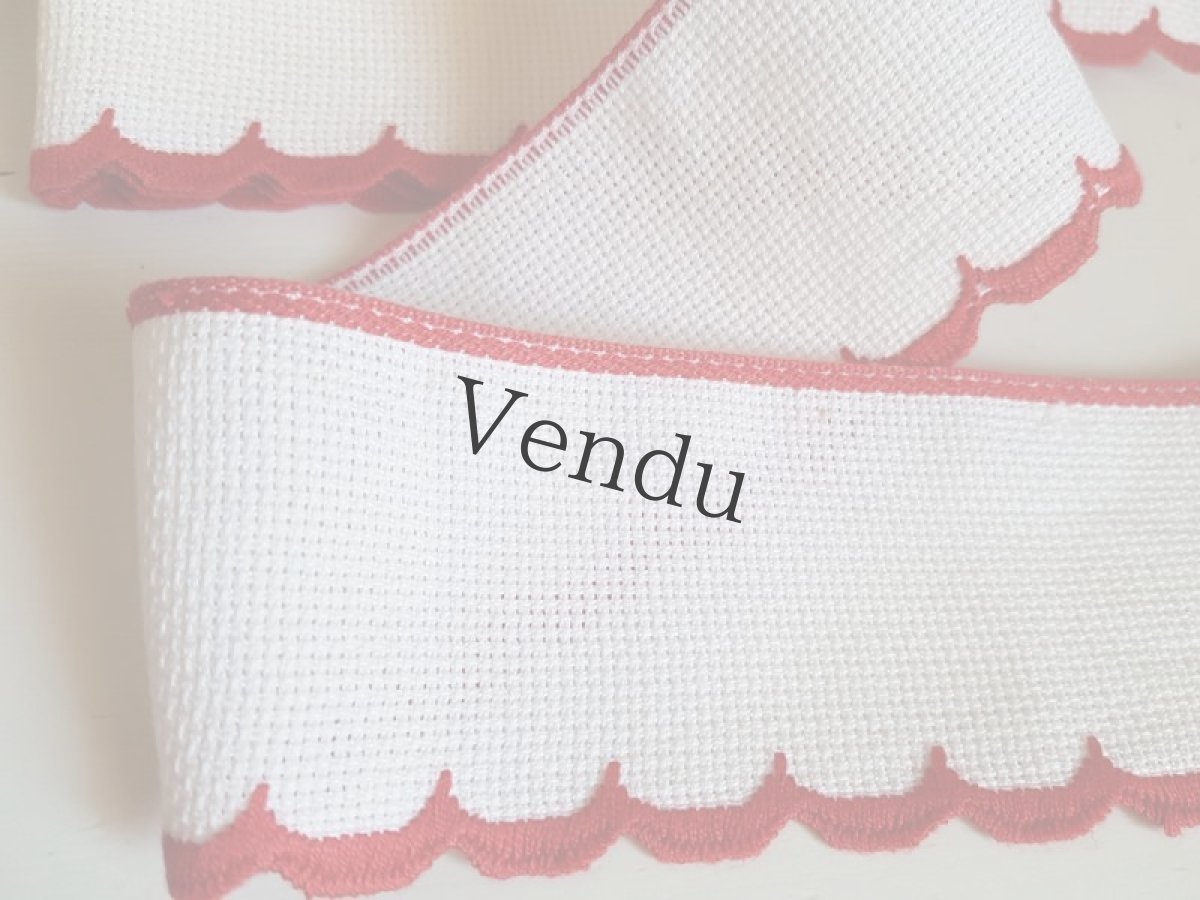 画像3: フランスヴィンテージ　赤いスカラップ刺繍のリボントリム (3)
