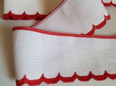 画像3: フランスヴィンテージ　赤いスカラップ刺繍のリボントリム (3)