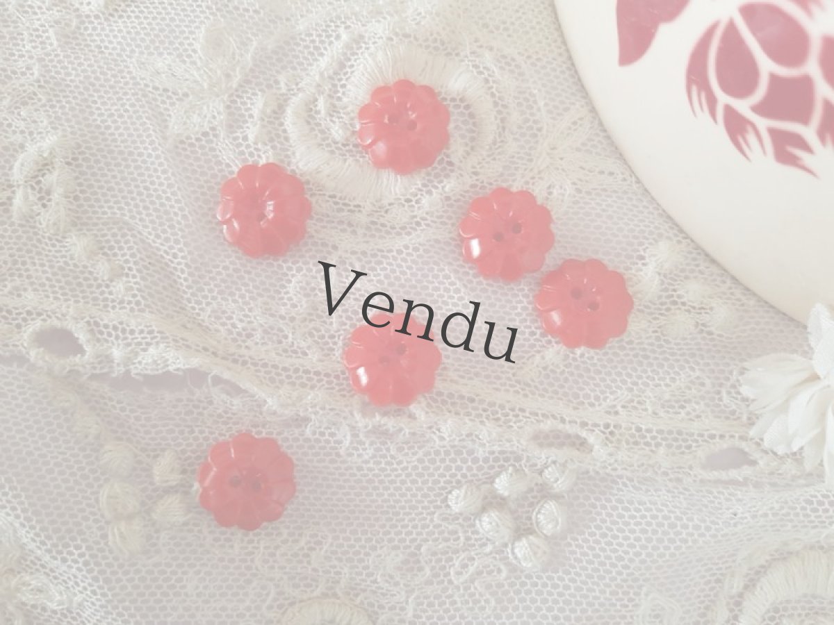 画像5: フランスヴィンテージ　ちいさな赤いお花のボタン 14mm 2個セット (5)