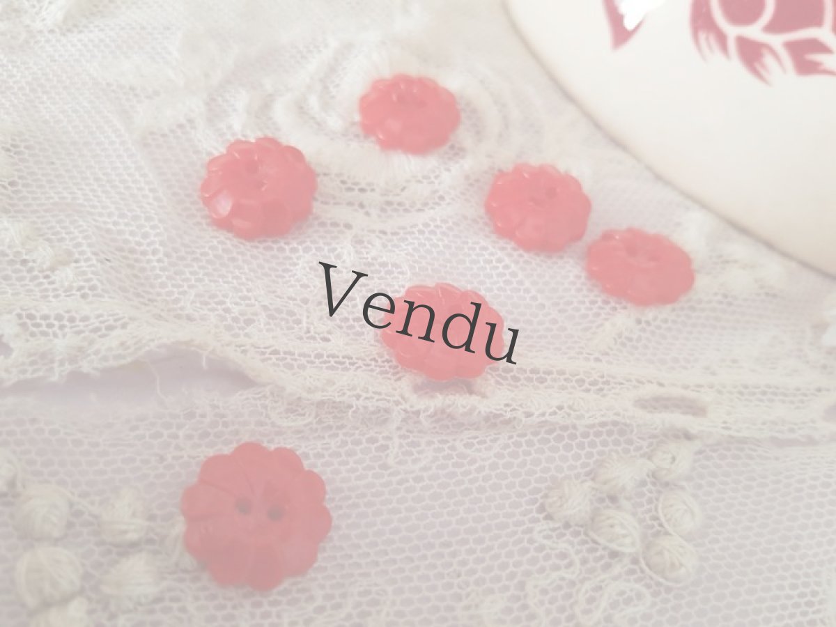 画像6: フランスヴィンテージ　ちいさな赤いお花のボタン 14mm 2個セット (6)