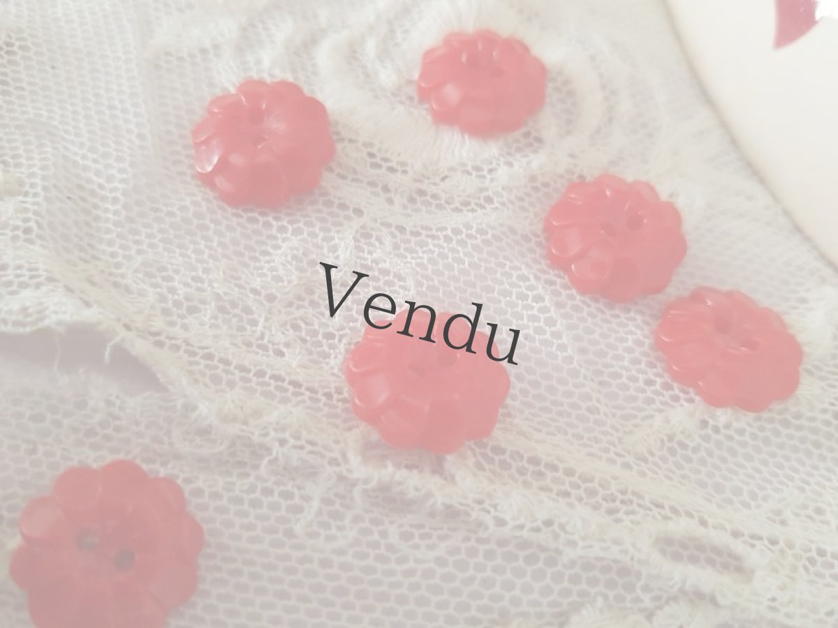 画像7: フランスヴィンテージ　ちいさな赤いお花のボタン 14mm 2個セット (7)