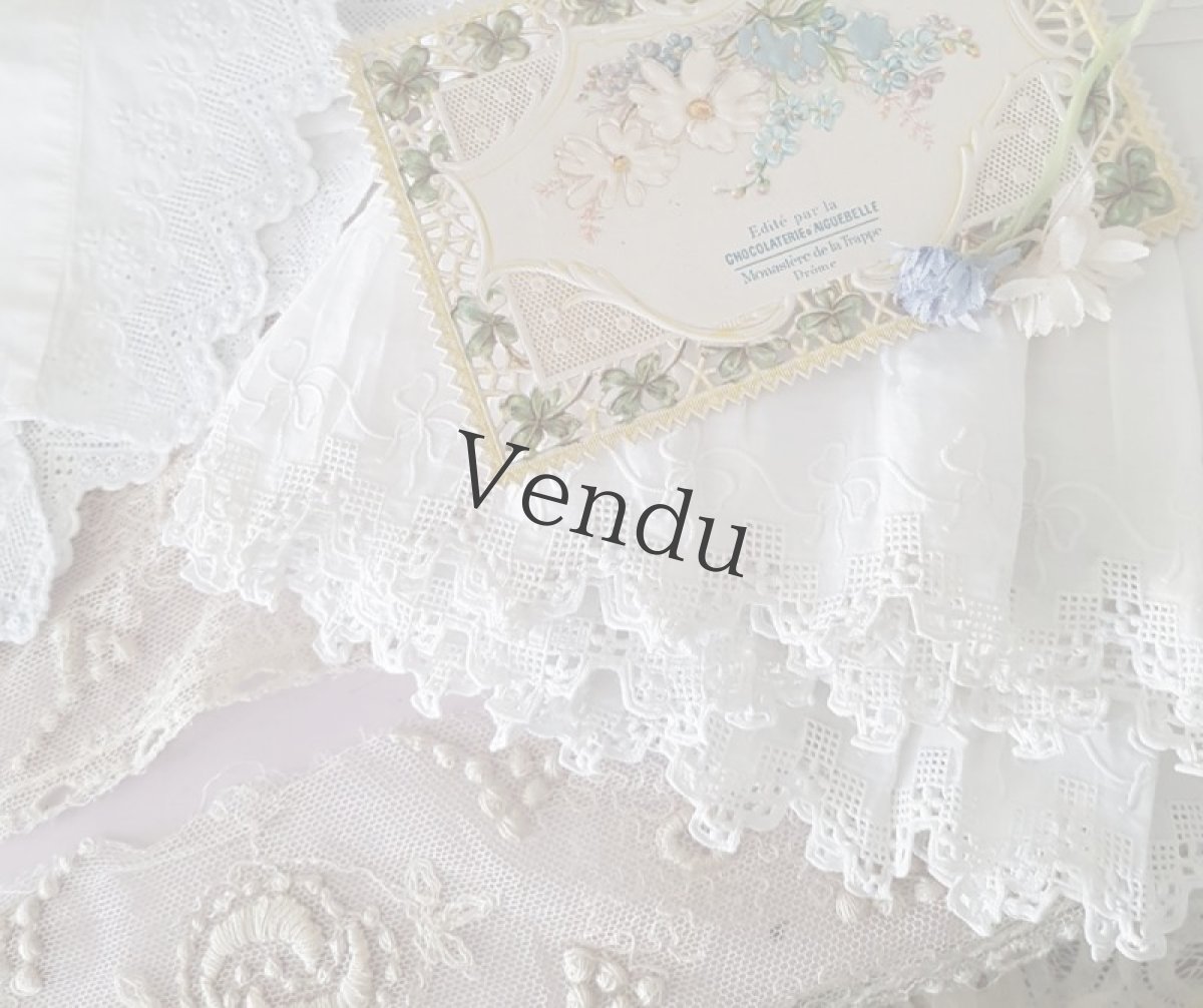 画像11: フランスヴィンテージ　リボン刺繍円状の幅広レース (11)