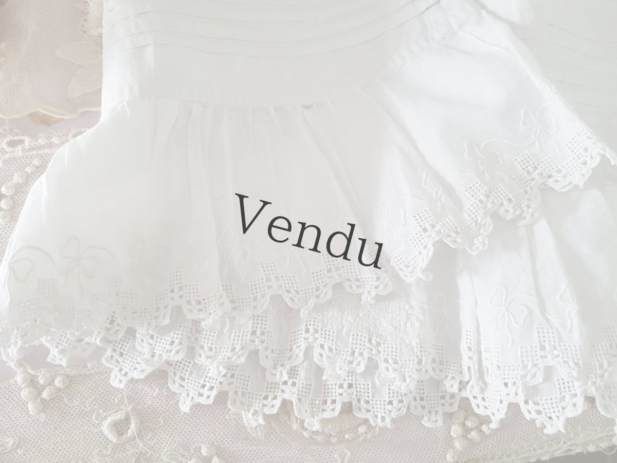 画像5: フランスヴィンテージ　リボン刺繍円状の幅広レース (5)