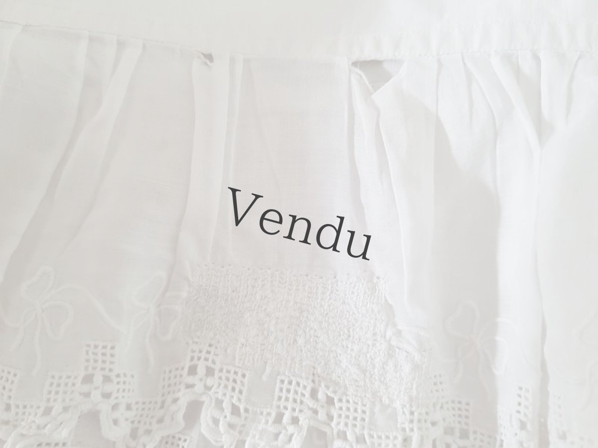 画像8: フランスヴィンテージ　リボン刺繍円状の幅広レース (8)