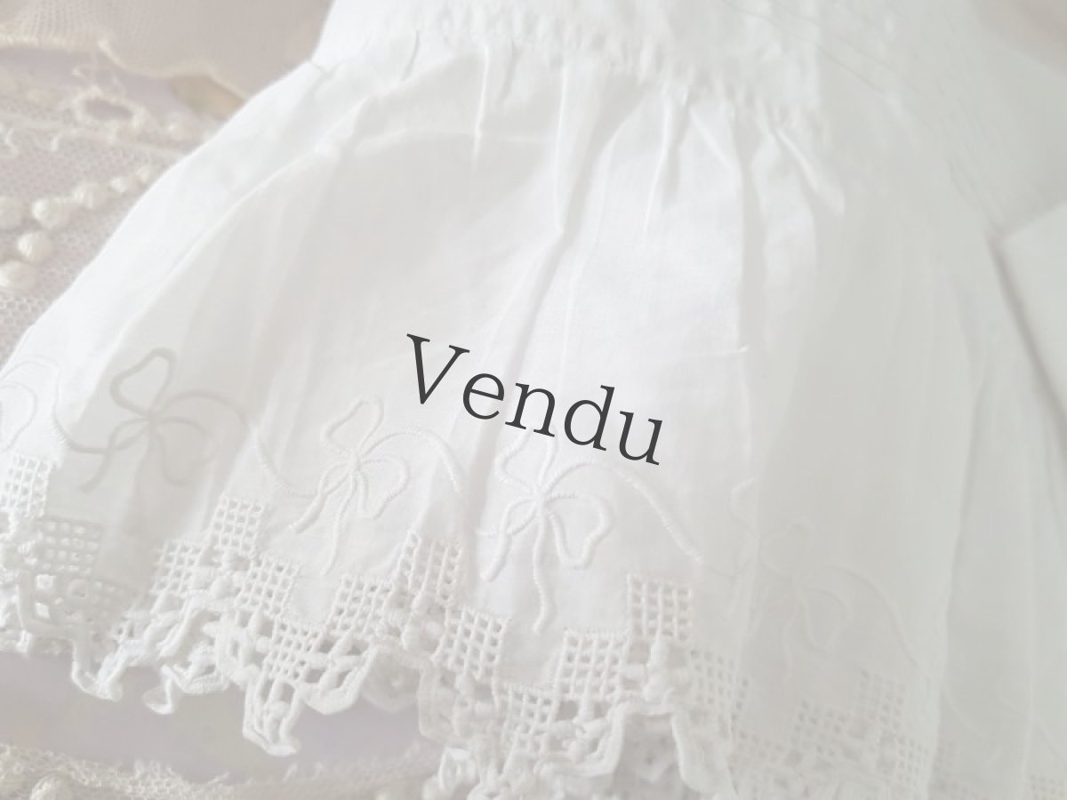 画像6: フランスヴィンテージ　リボン刺繍円状の幅広レース (6)