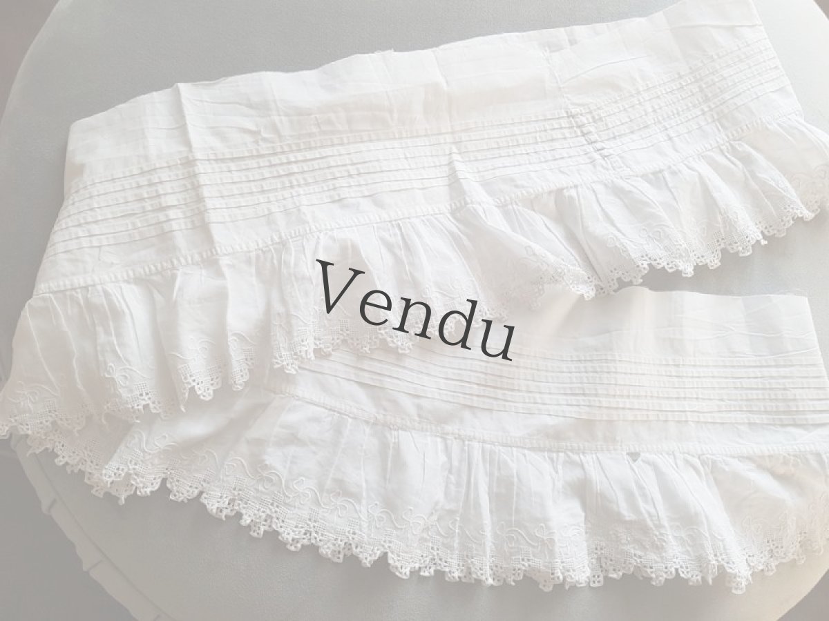 画像2: フランスヴィンテージ　リボン刺繍円状の幅広レース (2)