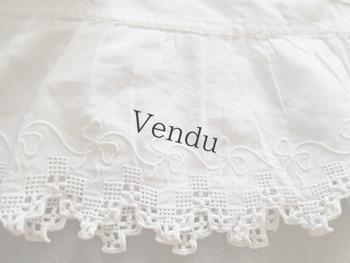 画像3: フランスヴィンテージ　リボン刺繍円状の幅広レース (3)