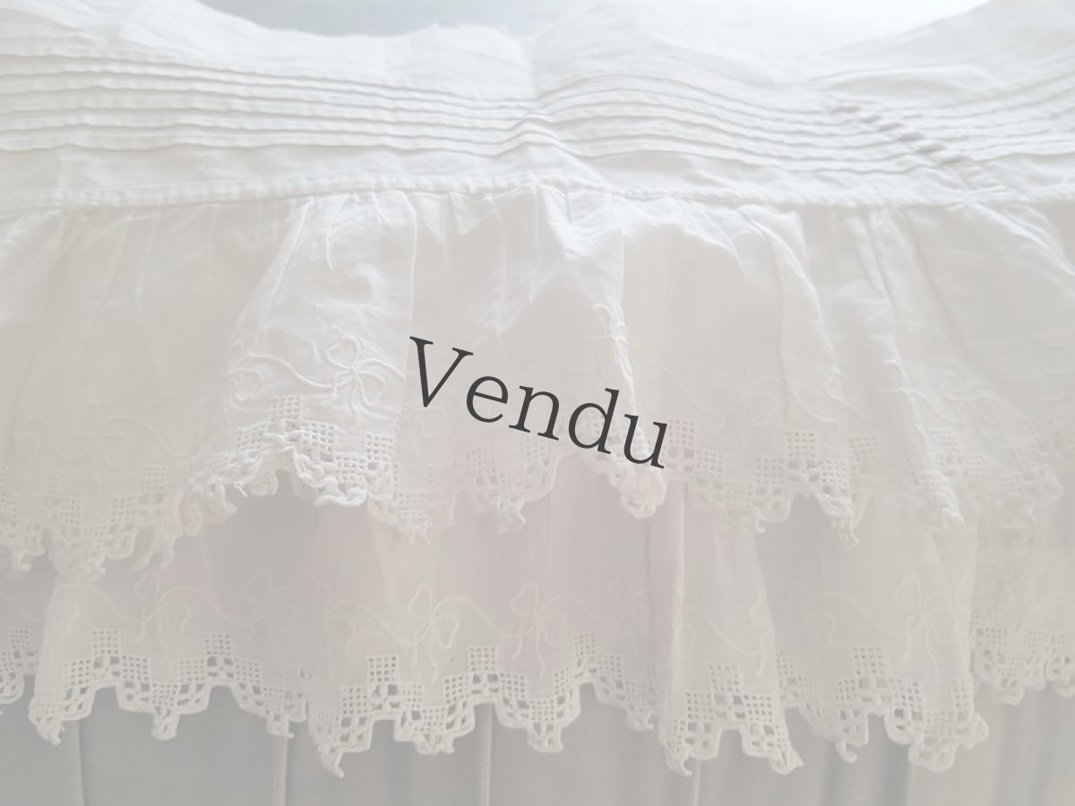 画像4: フランスヴィンテージ　リボン刺繍円状の幅広レース (4)