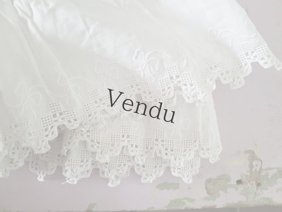 画像7: フランスヴィンテージ　リボン刺繍円状の幅広レース (7)