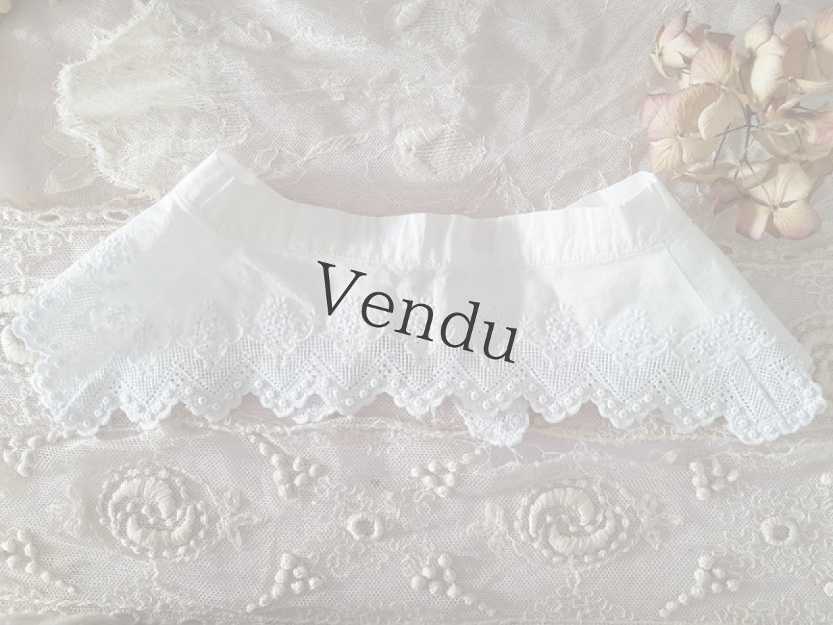 画像3: フランスアンティーク　白糸刺繍のちいさなつけ襟 (3)