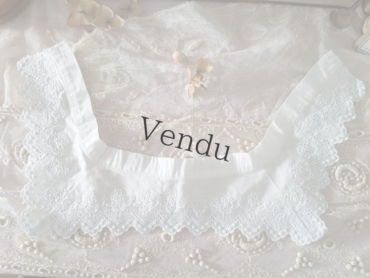 画像4: フランスアンティーク　白糸刺繍のちいさなつけ襟 (4)