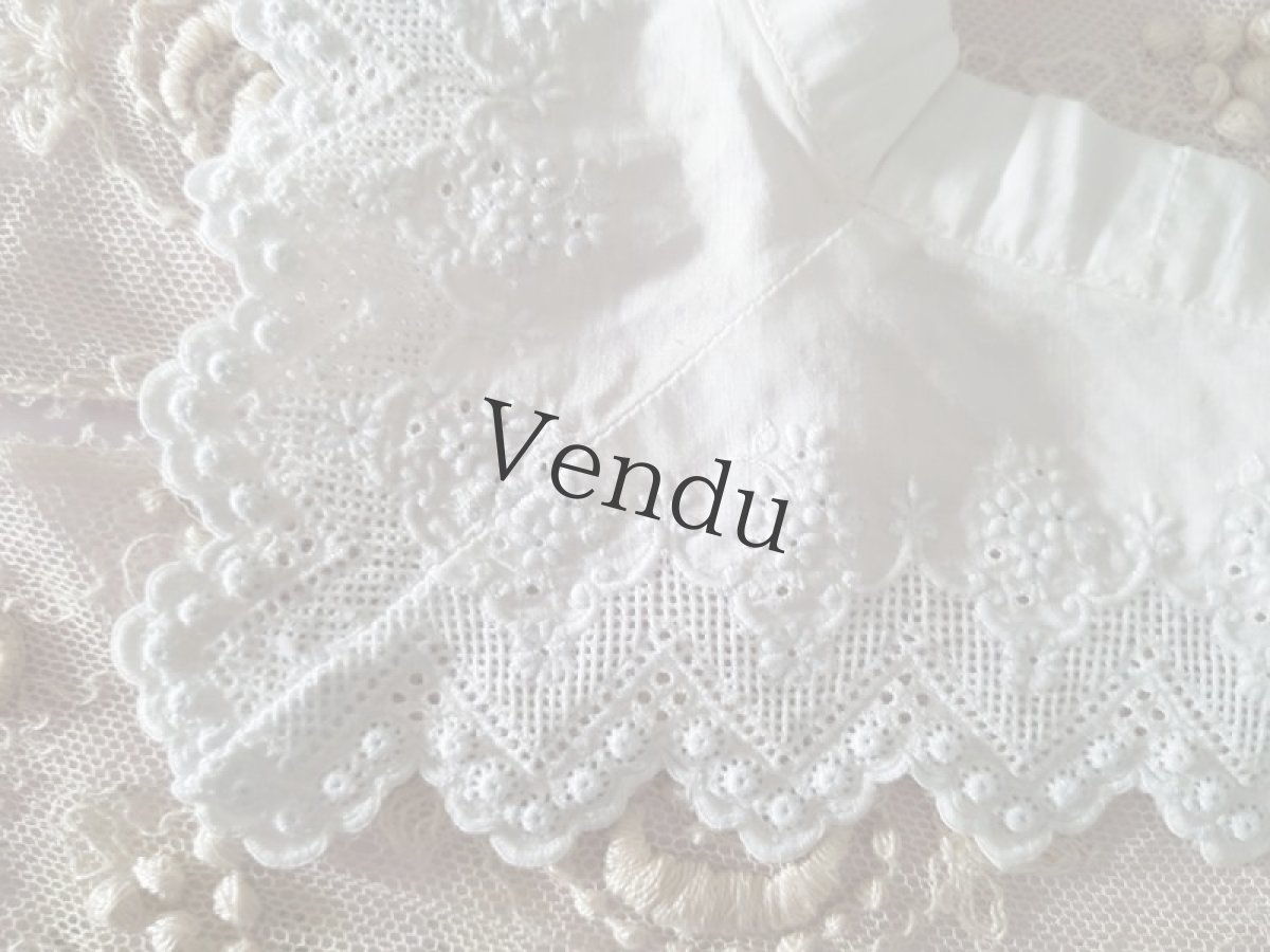 画像5: フランスアンティーク　白糸刺繍のちいさなつけ襟 (5)