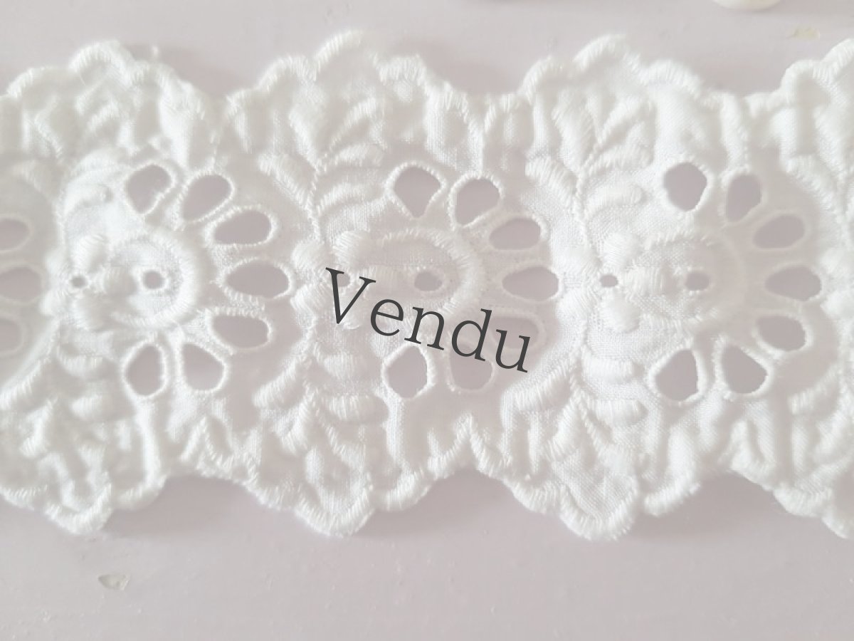 画像4: フランスヴィンテージ　レースとボタンのセット Blanc A (4)