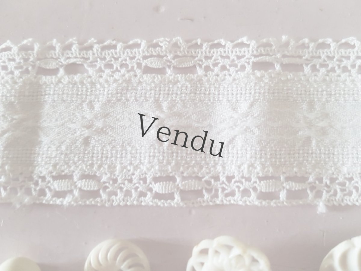 画像4: フランスヴィンテージ　レースとボタンのセット Blanc B (4)