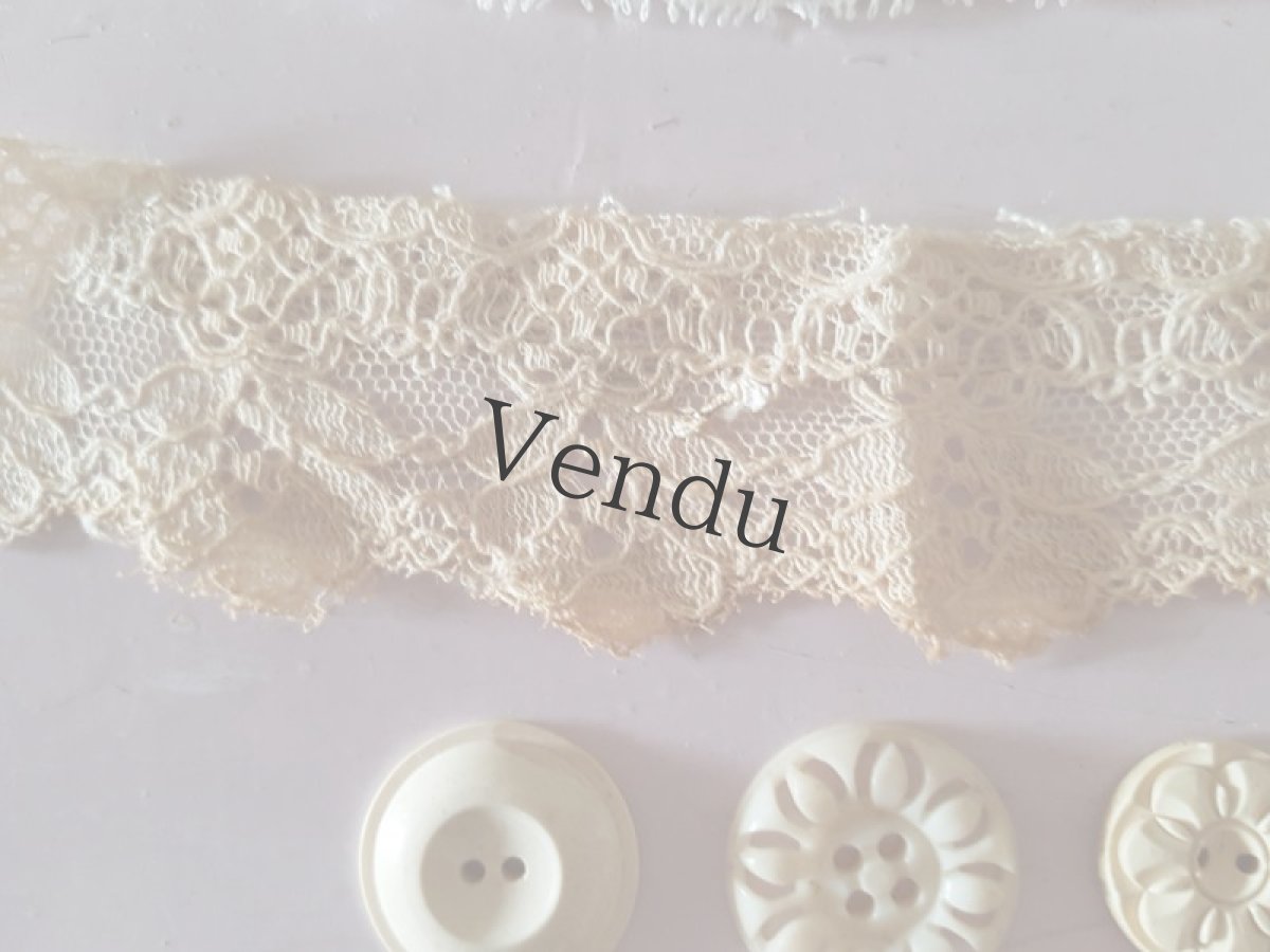 画像4: フランスヴィンテージ　レースとボタンのセット Écru (4)