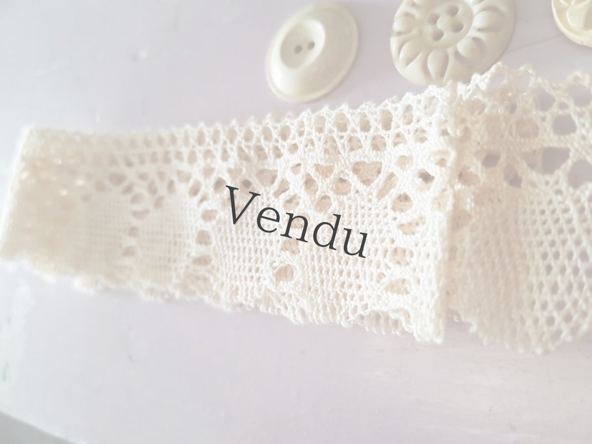 画像6: フランスヴィンテージ　レースとボタンのセット Écru (6)