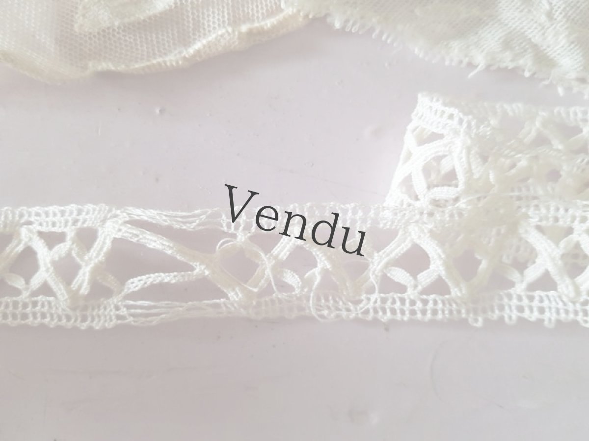 画像8: フランスヴィンテージ　レースとボタンのセット Blanc C (8)