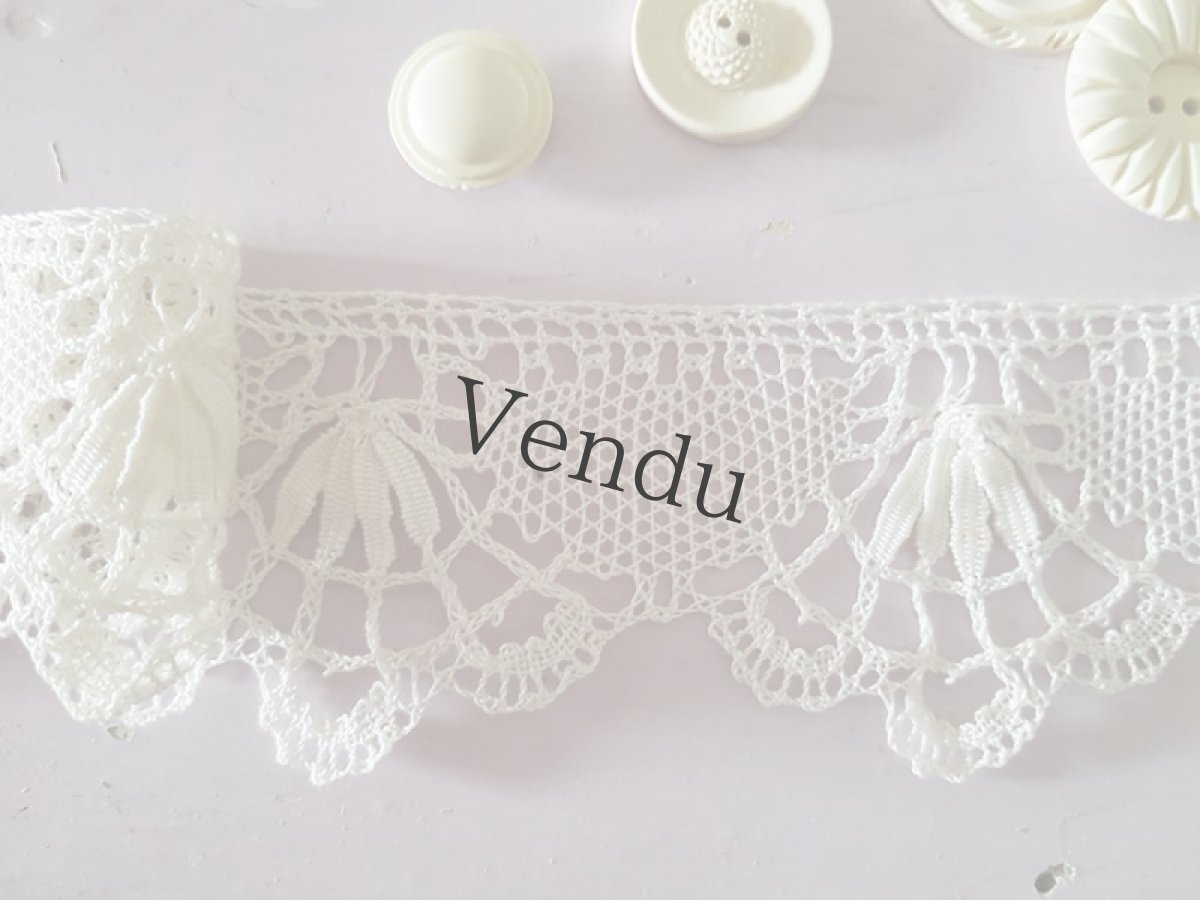 画像5: フランスヴィンテージ　レースとボタンのセット Blanc C (5)