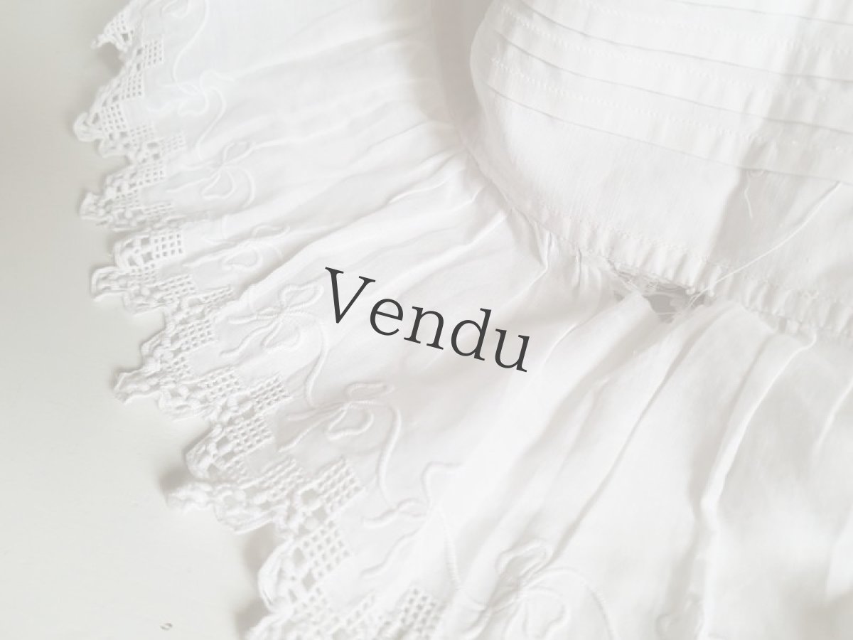 画像9: フランスヴィンテージ　リボン刺繍円状の幅広レース (9)