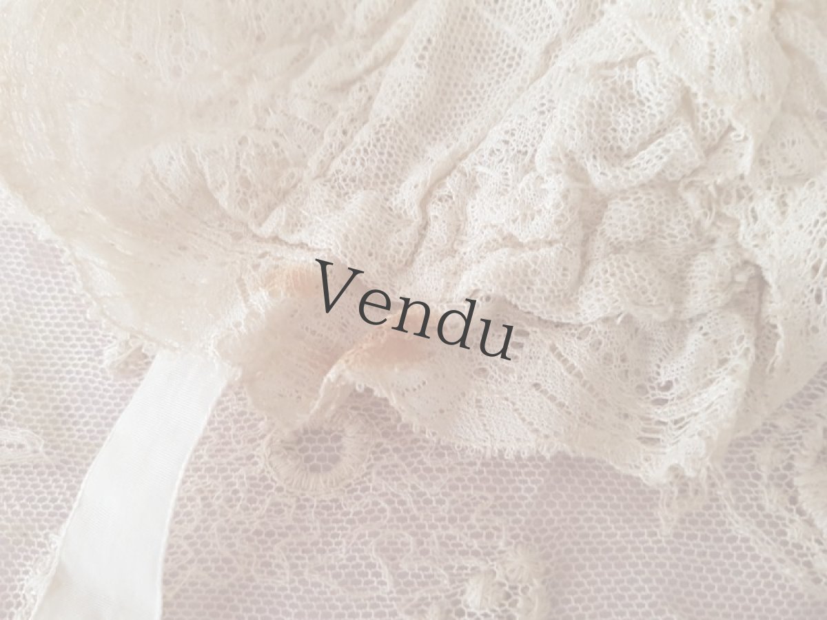 画像5: フランスアンティーク　チュールレースのボネ (5)