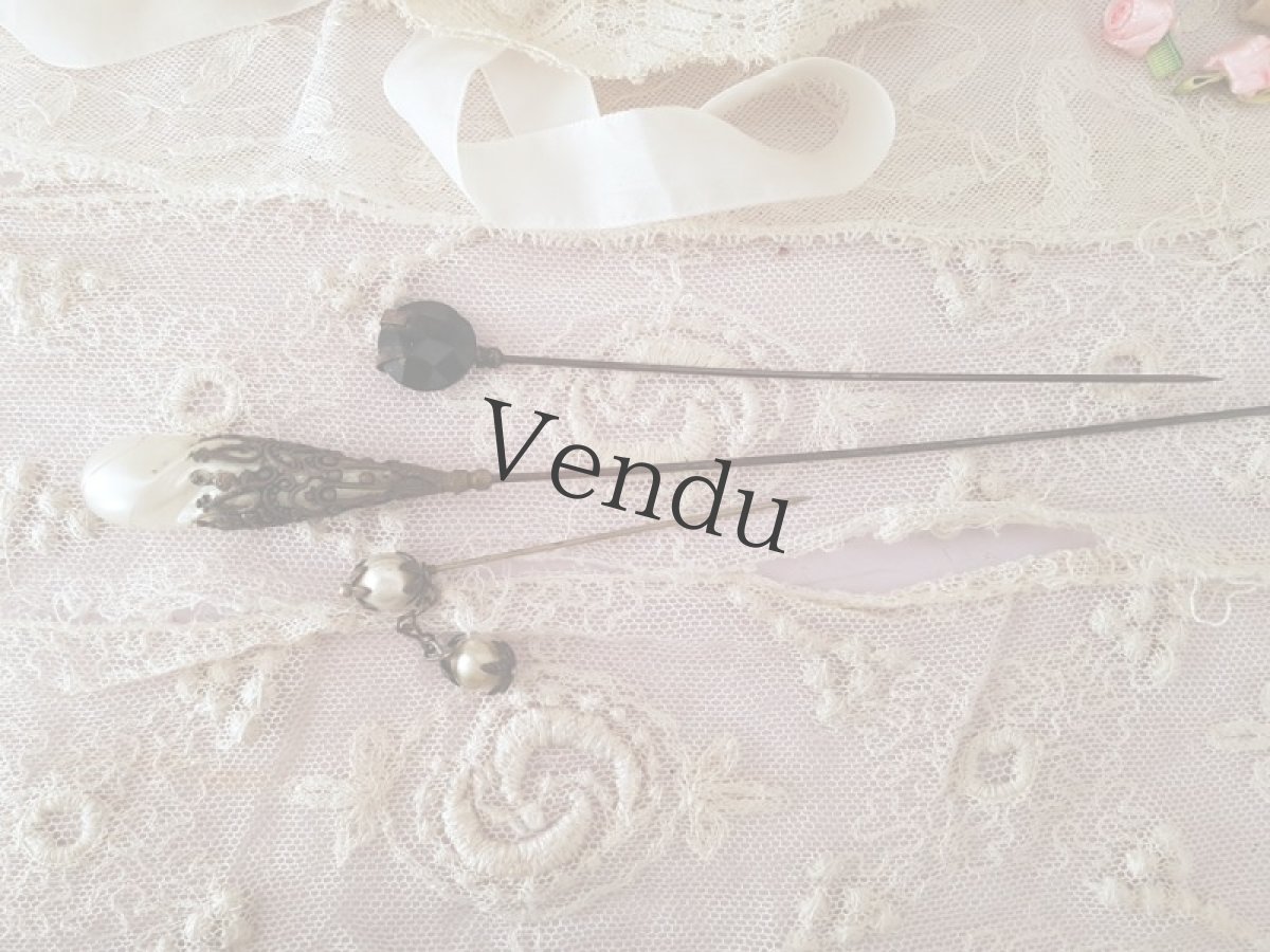 画像7: フランスアンティーク　19世紀末メタル装飾パールのハットピン23cm (7)