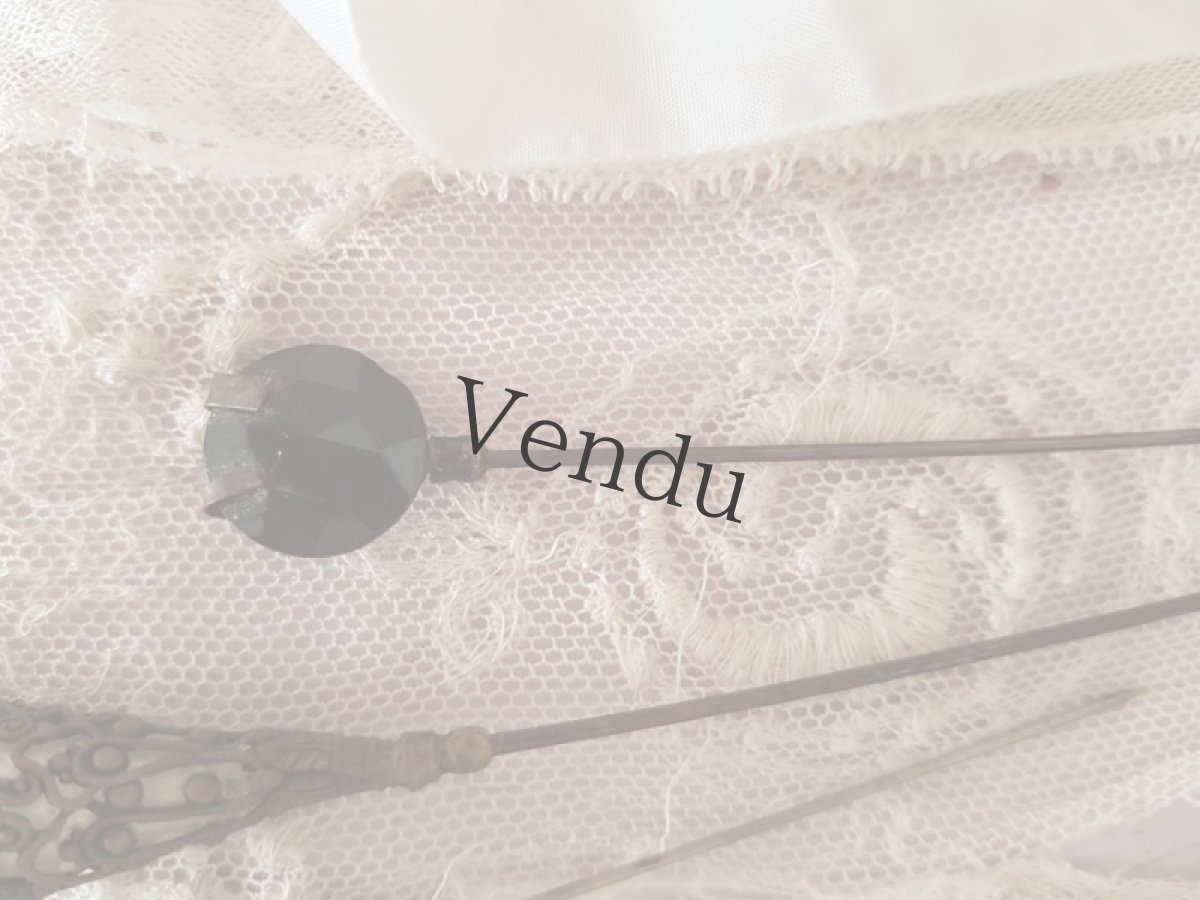 画像4: フランスアンティーク　フレンチジェットのハットピン13.5cm (4)