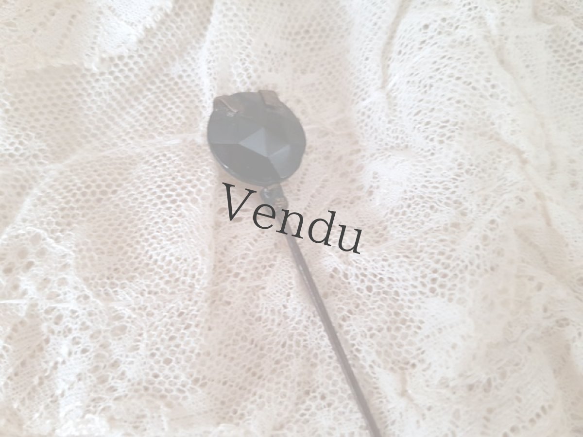 画像2: フランスアンティーク　フレンチジェットのハットピン13.5cm (2)