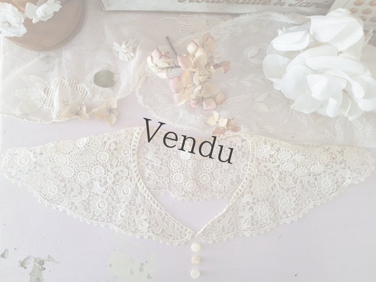 画像2: フランスヴィンテージ　ギピュールレースのつけ襟 (2)