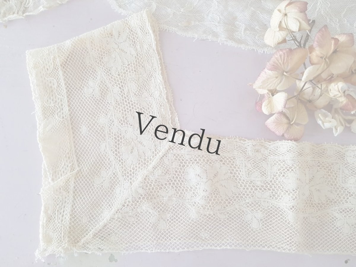 画像2: フランスアンティーク　四角い縁どりのヴァレンシエンヌレース (2)