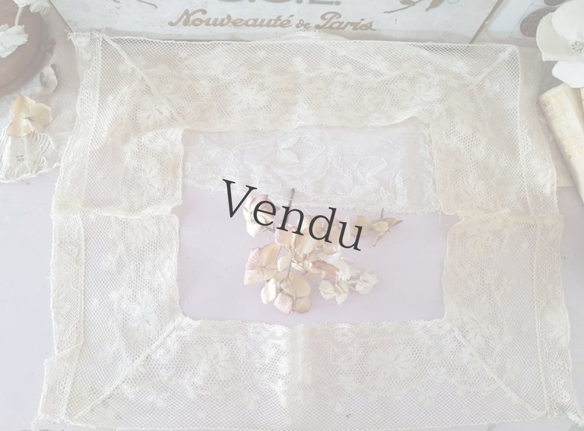 画像3: フランスアンティーク　四角い縁どりのヴァレンシエンヌレース (3)