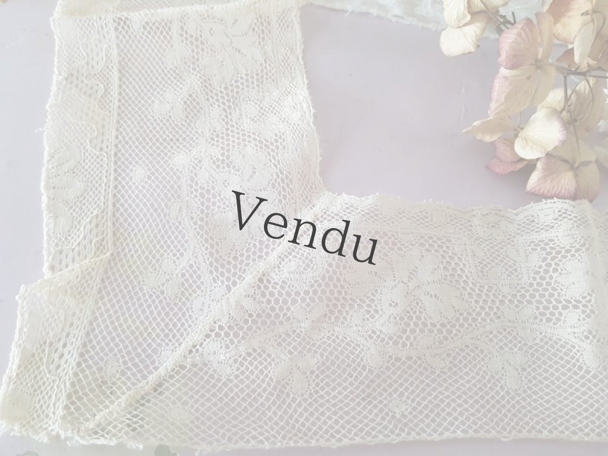 画像4: フランスアンティーク　四角い縁どりのヴァレンシエンヌレース (4)