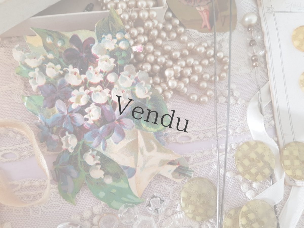 画像5: フランスアンティーク　スミレと鈴蘭のブーケのクロモ (5)