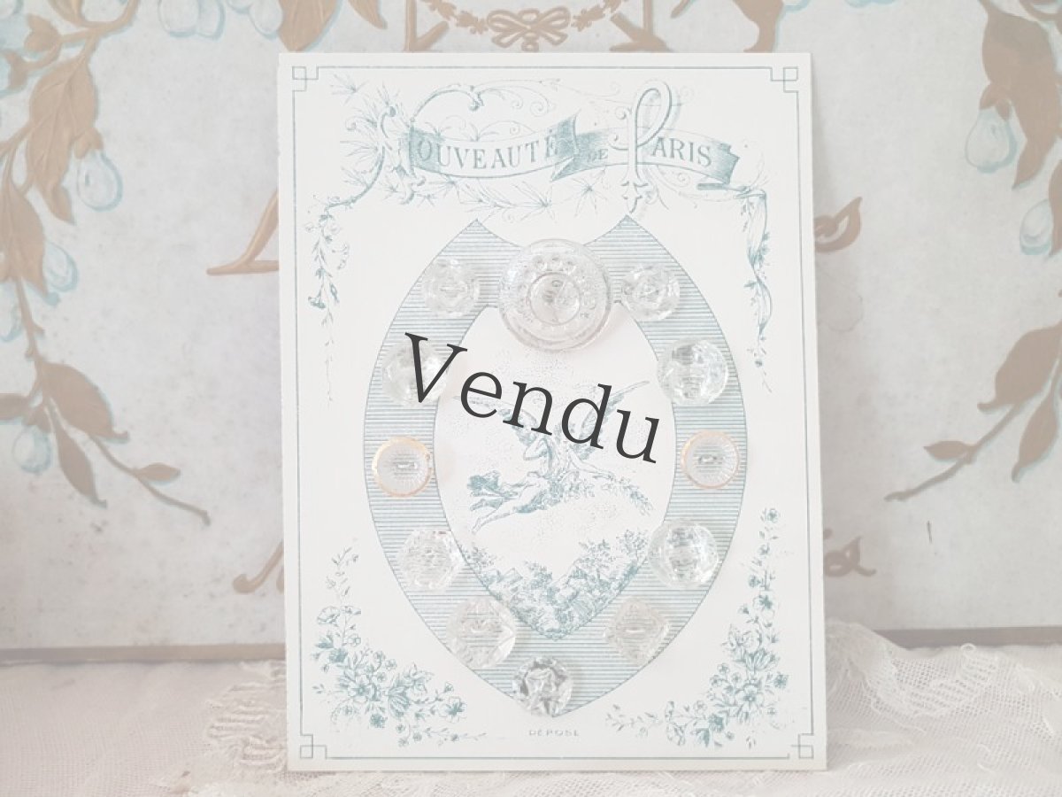 画像6: フランスアンティーク　ガラスボタンシート (6)