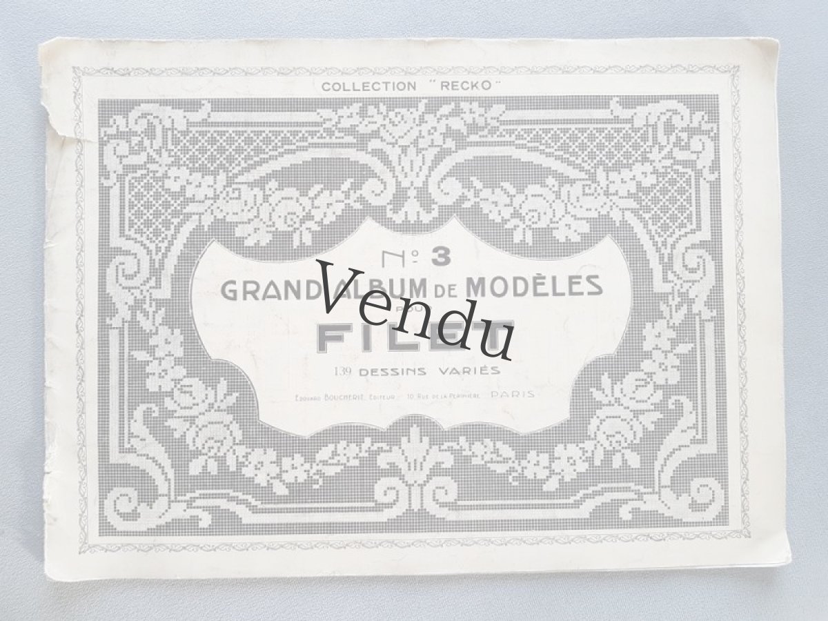 画像2: フランスアンティーク　フィレレース図案集 大判サイズ GRAND ALBUM DE MODELES POUR FILET No.3 Edouard Boucherit (2)